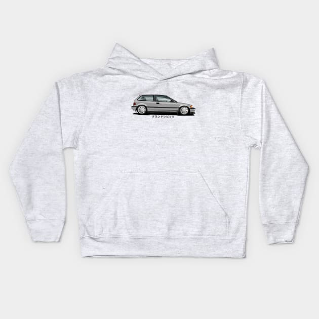 4th GEN CIVIC HATCHBACK EF EE JDM Kids Hoodie by hoodroot